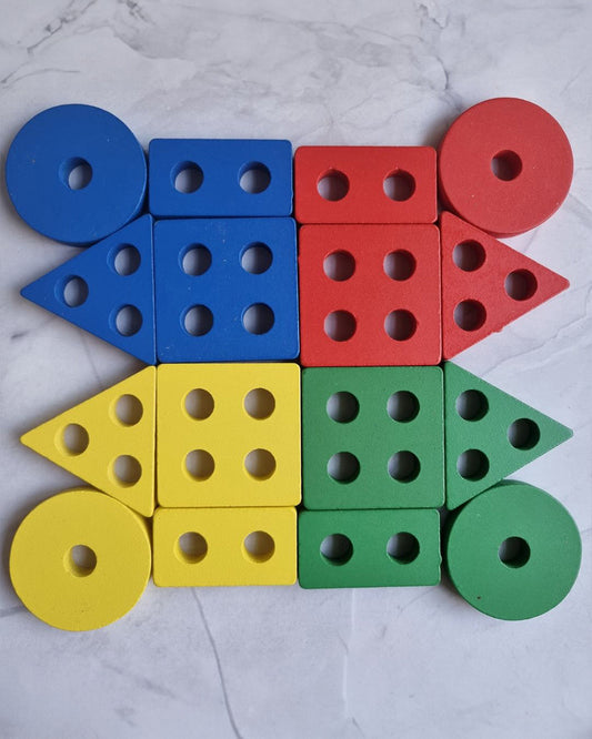 Nesta Toys Wooden Shape Sorter, Stacker & Lacing Toy-Learning & Educational Toys-12M+