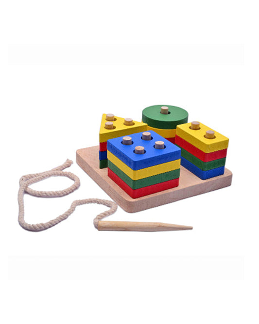 Nesta Toys Wooden Shape Sorter, Stacker & Lacing Toy-Learning & Educational Toys-12M+