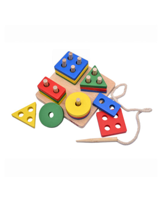 Nesta Toys Wooden Shape Sorter, Stacker & Lacing Toy-Learning & Educational Toys-12M+