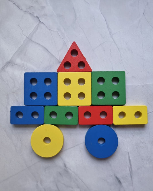 Nesta Toys Wooden Shape Sorter, Stacker & Lacing Toy-Learning & Educational Toys-12M+