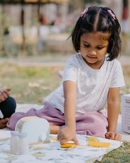 Nesta Toys Wooden Bread Pop-Up Toaster -Pretend & Play Toy-Blue-24M+