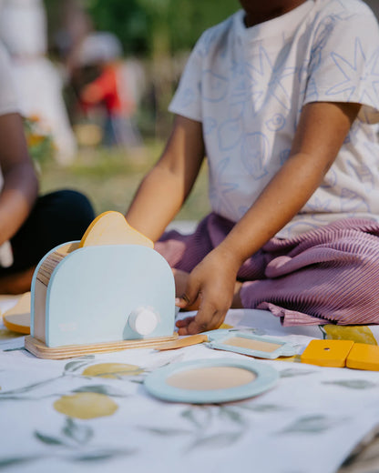 Nesta Toys Wooden Bread Pop-Up Toaster -Pretend & Play Toy-Blue-24M+
