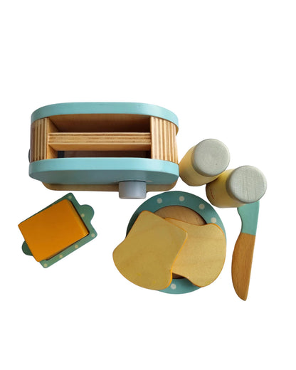 Nesta Toys Wooden Bread Pop-Up Toaster -Pretend & Play Toy-Blue-24M+