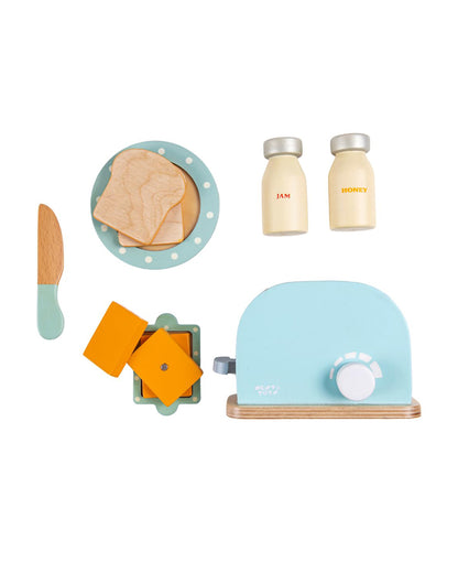 Nesta Toys Wooden Bread Pop-Up Toaster -Pretend & Play Toy-Blue-24M+