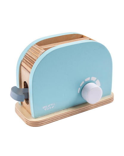 Nesta Toys Wooden Bread Pop-Up Toaster -Pretend & Play Toy-Blue-24M+