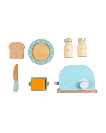 Nesta Toys Wooden Bread Pop-Up Toaster -Pretend & Play Toy-Blue-24M+