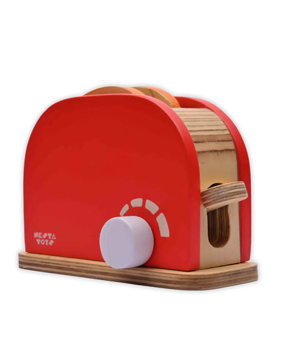 Nesta Toys Wooden Bread Pop-Up Toaster -Pretend & Play Toy-Red-24M+