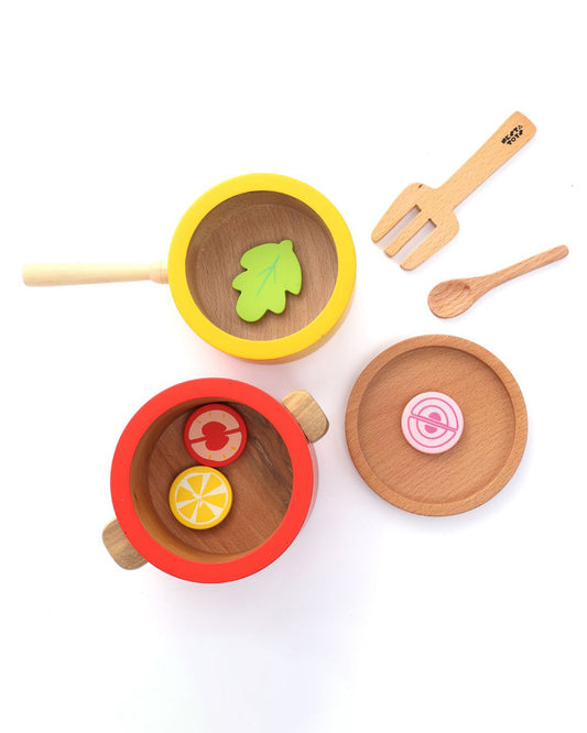 Nesta Toys Kitchen Play Set Beech Wood Cooking Set 9 Pcs-Pretend & Play Toy-24M+