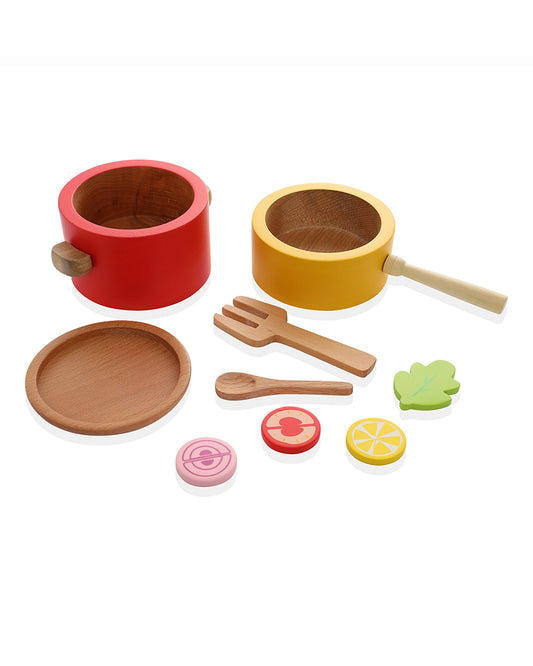 Nesta Toys Kitchen Play Set Beech Wood Cooking Set 9 Pcs-Pretend & Play Toy-24M+