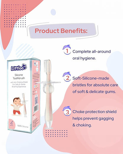 Littloo Silicone Anti-Choking Baby Toothbrush-4M+