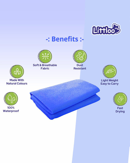 Littloo Dry Sheet Infant Bed Protector-Waterproof With Quick Absorbent Mechanism-Blue