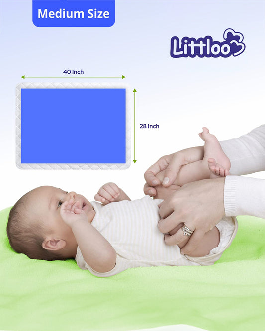 Littloo Dry Sheet Infant Bed Protector-Waterproof With Quick Absorbent Mechanism-Blue