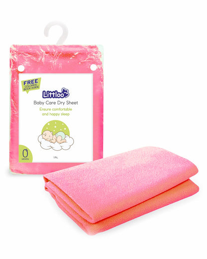 Littloo Dry Sheet Infant Bed Protector-Waterproof With Quick Absorbent Mechanism-Pink