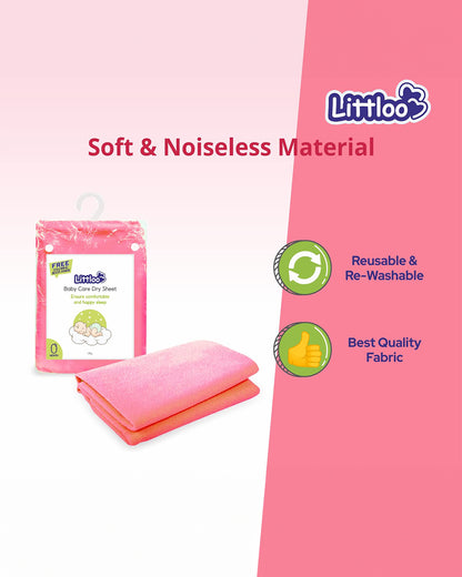 Littloo Dry Sheet Infant Bed Protector-Waterproof With Quick Absorbent Mechanism-Pink