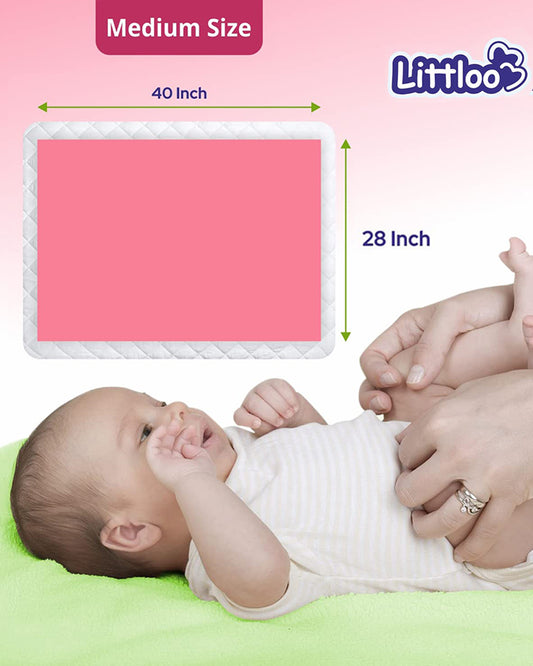 Littloo Dry Sheet Infant Bed Protector-Waterproof With Quick Absorbent Mechanism-Pink