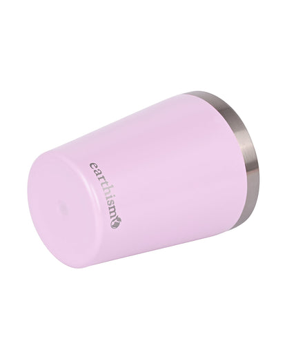 Earthism Double Wall Insulated Stainless Steel Tumbler-Soft Pink-With Lid & Straw-For Infants