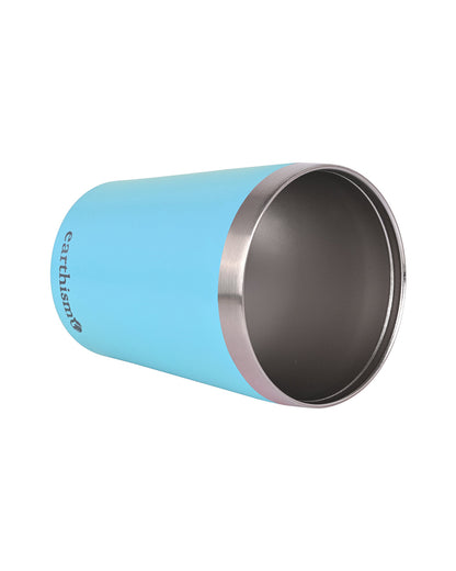 Earthism Double Wall Insulated Stainless Steel Tumbler-Soft Blue-With Lid & Straw-For Infants