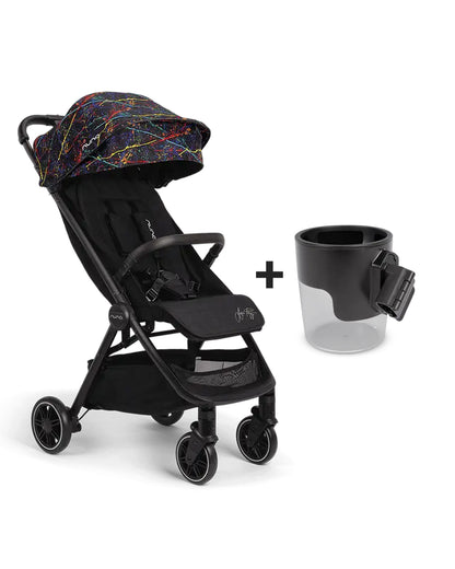 Nuna TRVL Cabin Friendly Baby Stroller-With Free Cup Holder-One Touch Fold-Flat Reclining Seat-Includes Travel Bag & Rain Cover-2 Years Warranty-For 0 to 4Y (Upto 22Kg)-Granite
