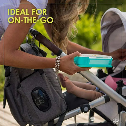 bbluv Bento Complete Sealed Lunchbox-With Spork-On The Go Meal-Leak Proof-Aqua-For Feeding Infants