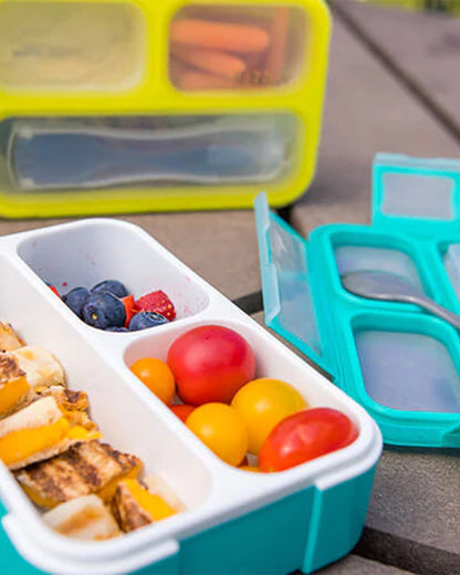 bbluv Bento Complete Sealed Lunchbox-With Spork-On The Go Meal-Leak Proof-Aqua-For Feeding Infants