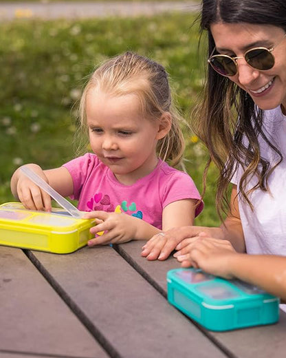 bbluv Bento Complete Sealed Lunchbox-With Spork-On The Go Meal-Leak Proof-Aqua-For Feeding Infants