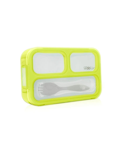 bbluv Bento Complete Sealed Lunchbox-With Spork-On The Go Meal-Leak Proof-Lime-For Feeding Infants