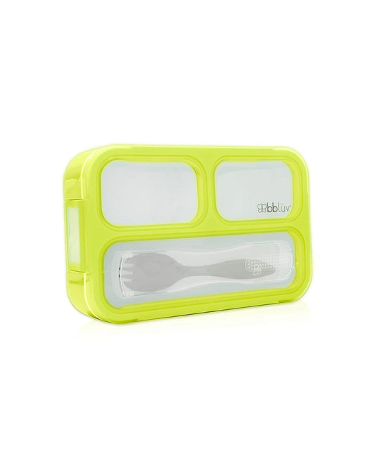 bbluv Bento Complete Sealed Lunchbox-With Spork-On The Go Meal-Leak Proof-Lime-For Feeding Infants