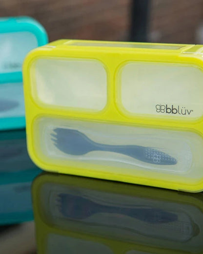 bbluv Bento Complete Sealed Lunchbox-With Spork-On The Go Meal-Leak Proof-Lime-For Feeding Infants