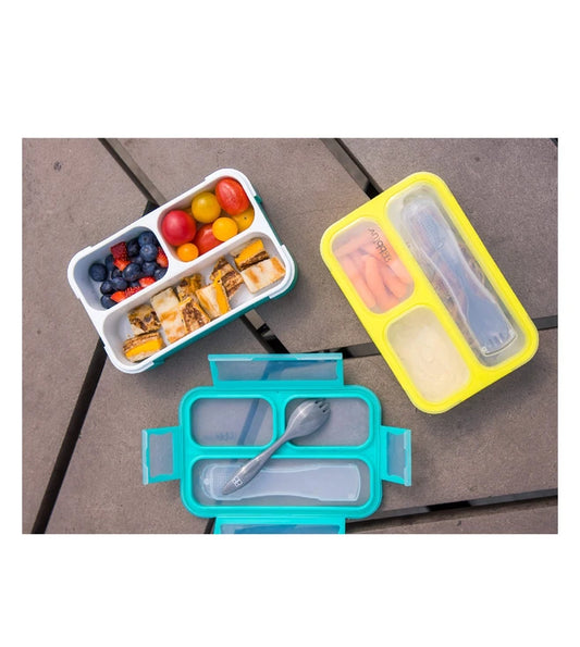 bbluv Bento Complete Sealed Lunchbox-With Spork-On The Go Meal-Leak Proof-Lime-For Feeding Infants