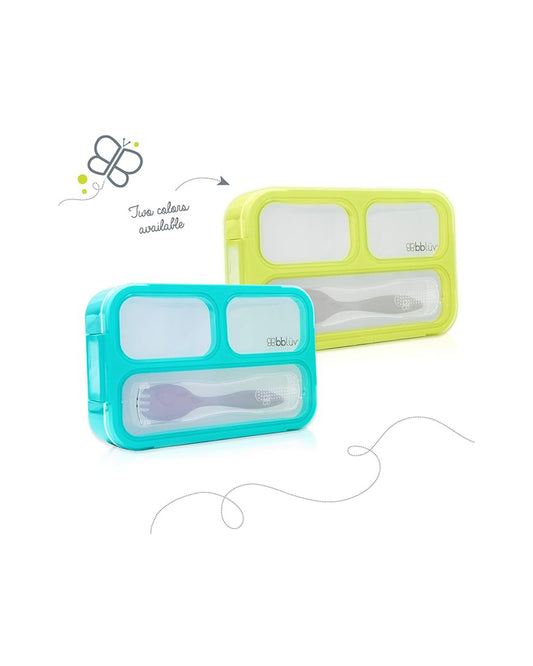 bbluv Bento Complete Sealed Lunchbox-With Spork-On The Go Meal-Leak Proof-Lime-For Feeding Infants