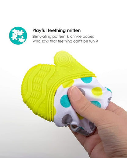 bbluv Glüv Baby Teething Mitten-Lime-Pleasing Texture with Crinkle Paper-Food Grade Silicone