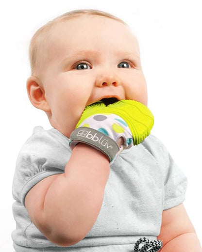 bbluv Glüv Baby Teething Mitten-Lime-Pleasing Texture with Crinkle Paper-Food Grade Silicone