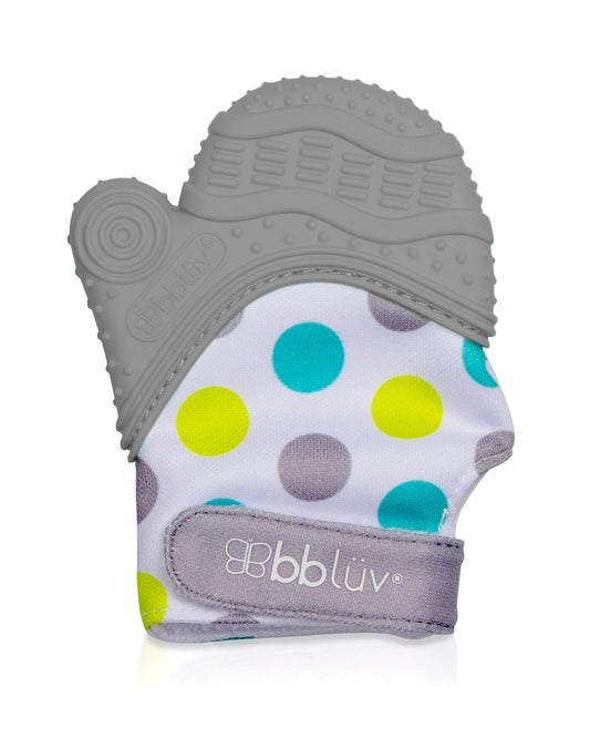 bbluv Glüv Baby Teething Mitten-Grey-Pleasing Texture with Crinkle Paper-Food Grade Silicone