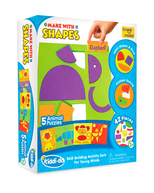 Imagimake Make With Shapes 5 Animal Puzzle-42 Pieces-Learning & Educational Toys-24M+