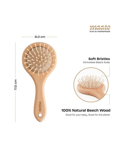 Maate Wooden Baby Hair Brush-Brown