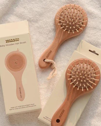 Maate Wooden Baby Hair Brush-Brown