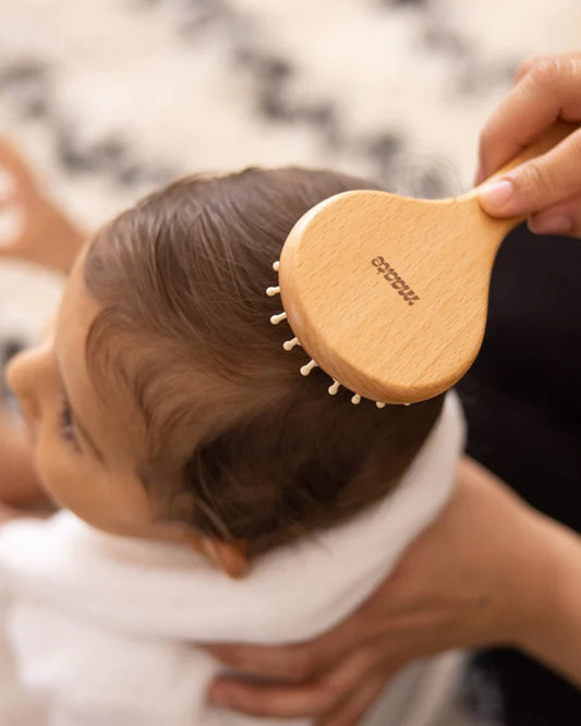 Maate Wooden Baby Hair Brush-Brown