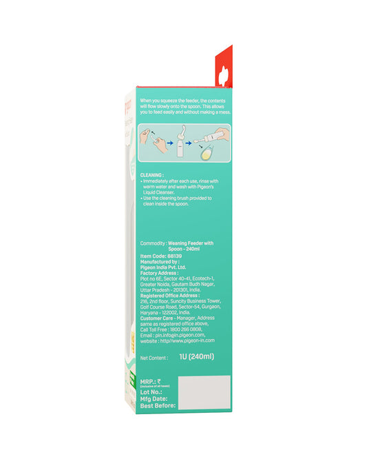 Pigeon Weaning Bottle With Spoon-Heat Resistant-With Cleaning Brush-240 ml-White-6M+-For Infants