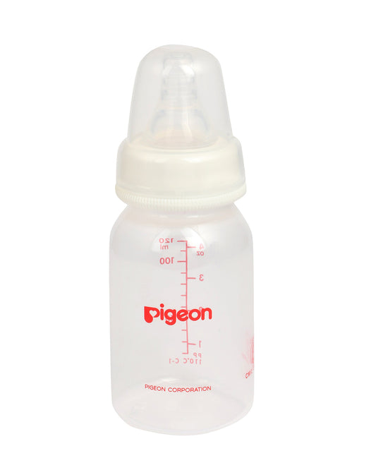 Pigeon Peristaltic Narrow Neck Feeding Bottle-Anti Colic-Adjustable Flow-120 ml-Small Size Nipple-White-0M+