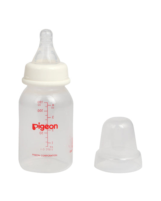 Pigeon Peristaltic Narrow Neck Feeding Bottle-Anti Colic-Adjustable Flow-120 ml-Small Size Nipple-White-0M+