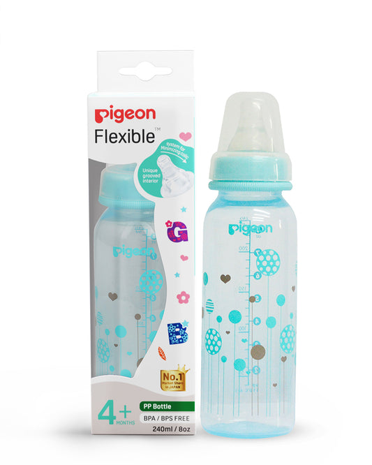 Pigeon Peristaltic Clear Nursing/Feeding Bottle-Anti Colic-240 ml-Blue Abstract-4 to 6M