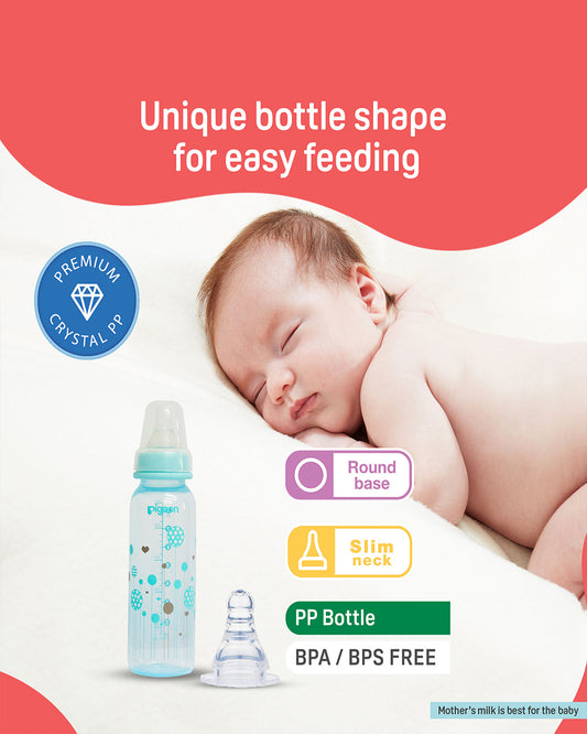 Pigeon Peristaltic Clear Nursing/Feeding Bottle-Anti Colic-240 ml-Blue Abstract-4 to 6M