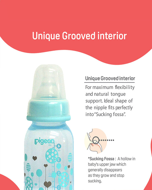 Pigeon Peristaltic Clear Nursing/Feeding Bottle-Anti Colic-240 ml-Blue Abstract-4 to 6M