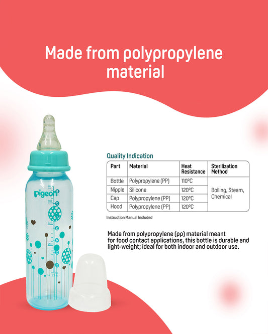 Pigeon Peristaltic Clear Nursing/Feeding Bottle-Anti Colic-240 ml-Blue Abstract-4 to 6M