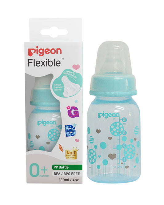 Pigeon Peristaltic Clear Nursing/Feeding Bottle-Anti Colic-120 ml-Blue Abstract-0 to 3M