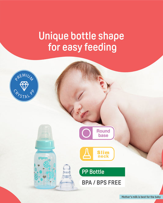 Pigeon Peristaltic Clear Nursing/Feeding Bottle-Anti Colic-120 ml-Blue Abstract-0 to 3M