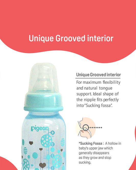 Pigeon Peristaltic Clear Nursing/Feeding Bottle-Anti Colic-120 ml-Blue Abstract-0 to 3M