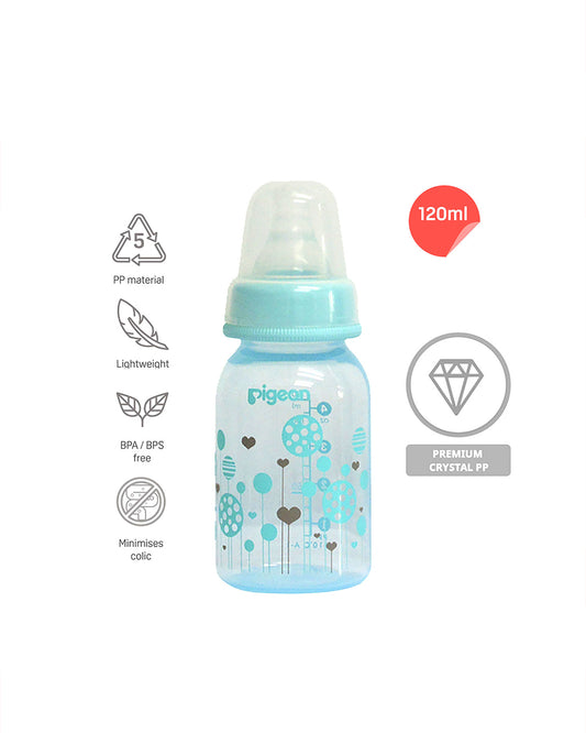 Pigeon Peristaltic Clear Nursing/Feeding Bottle-Anti Colic-120 ml-Blue Abstract-0 to 3M