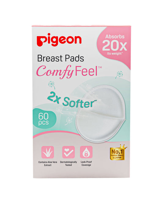 Pigeon Comfy Feel Breast Pads-With Aloe Vera Extract-Strong Adhesive & Dermatologically Tested-Pack of 60