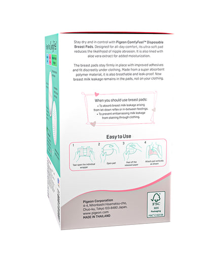 Pigeon Comfy Feel Breast Pads-With Aloe Vera Extract-Strong Adhesive & Dermatologically Tested-Pack of 60